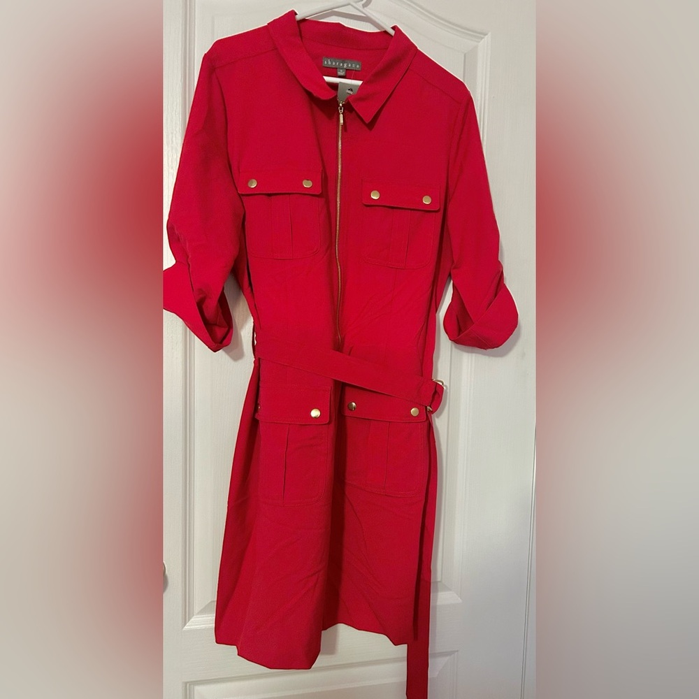 Sharagano Vibrant Red Zip-Up Dress